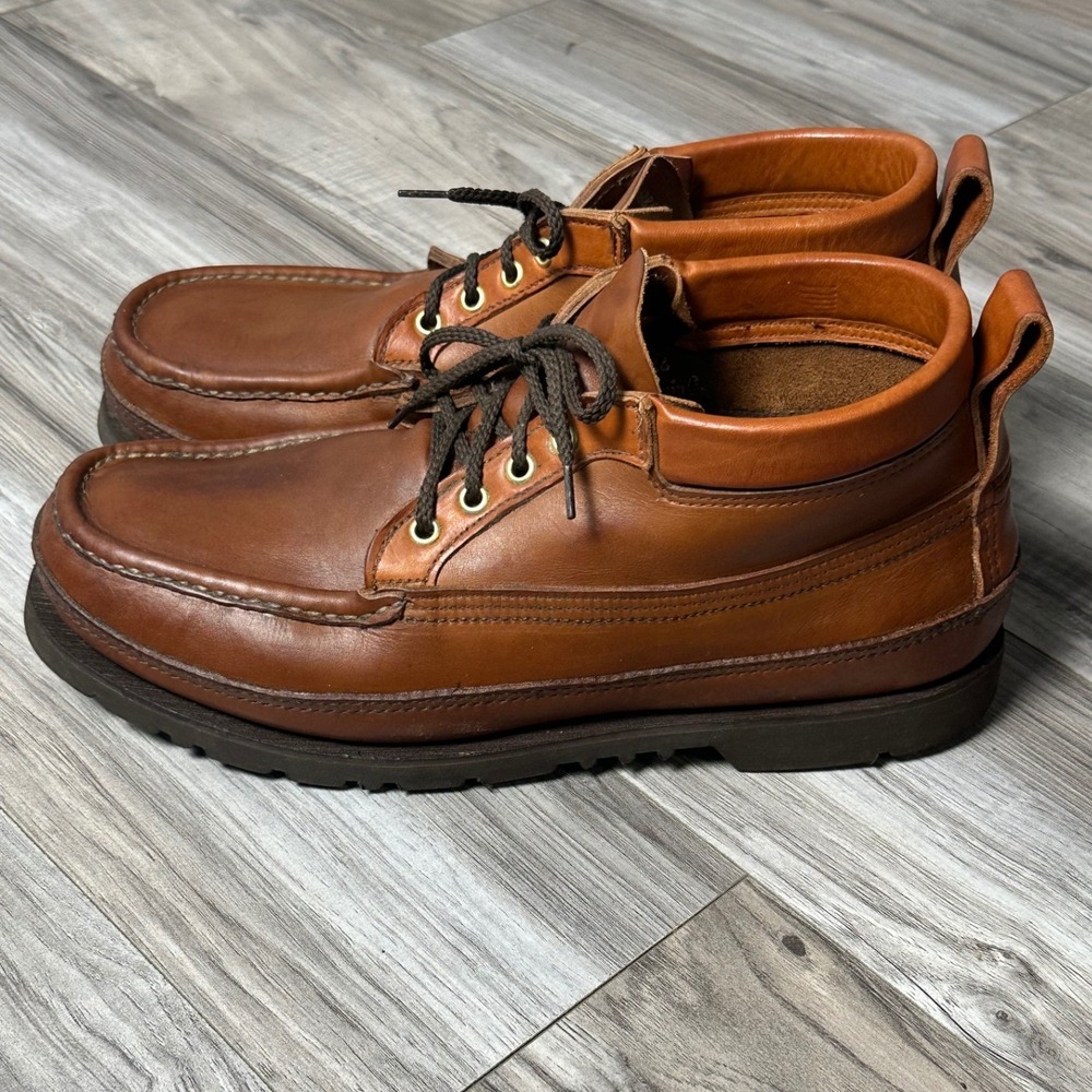 Russell Moccasin Co Brown Leather Moc Toe Chukka Boots Vibram Sole Mens 11.5 E